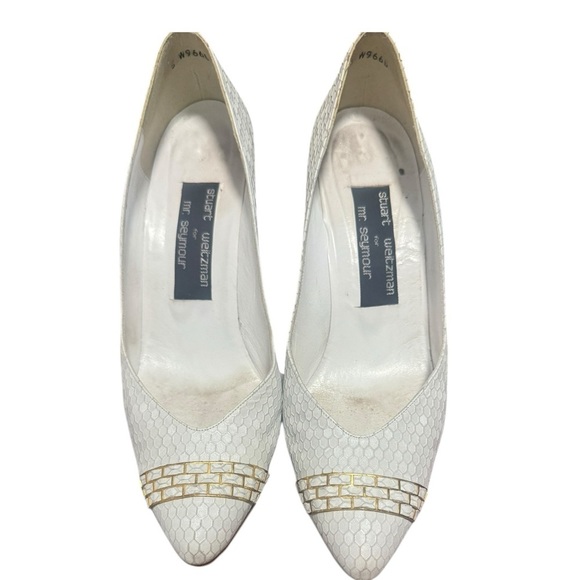 Vintage Stuart Weitzman for Mr. Seymour Snake Skin Ivory Pumps Size 7.5 With Box - Picture 6 of 10